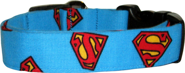 Superman Symbols on Blue Dog Collar
