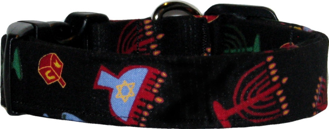 Black Hanukkah Handmade Dog Collar