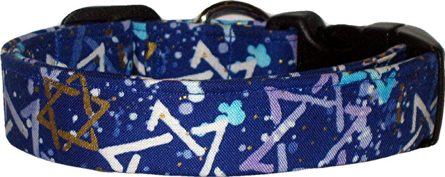 Royal Blue Abstract Hanukkah Handmade Dog Collar