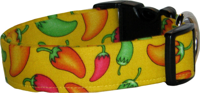 Yellow Vibrant Chili Peppers Dog Collar