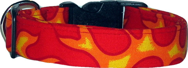 Red & Orange Flames Handmade Dog Collar