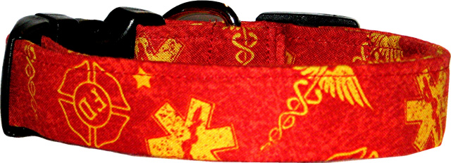 Red Rescue & Fireman Dog Collar