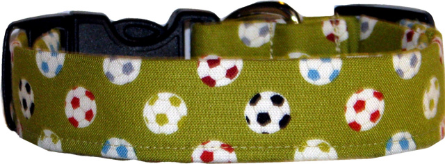 Mini Soccer Balls on Green Dog Collar