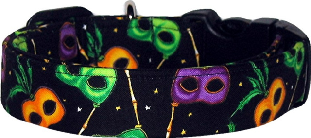 Black Mardi Gras Masks Handmade Dog Collar