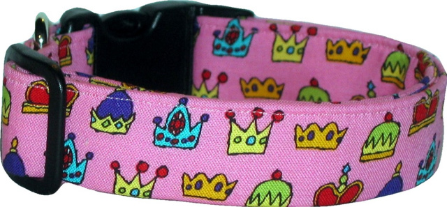 Pink Cartoon Crowns Handmade Dog Collar