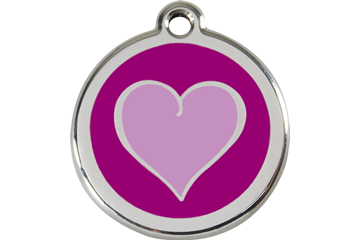 Purple on Purple Heart Enamel Engraved Dog Tag