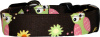 Tossed Green & Pink Owls Brown Handmade Dog Collar