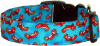 Red & Aqua Crabs Handmade Dog Collar