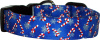 Bright Blue Candy Canes Handmade Dog Collar