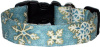 Blue Gold White Snowflakes Dog Collar
