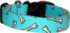 Aqua & White Bones Handmade Dog Collar