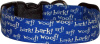 Blue WOOF! Dog Words Handmade Dog Collar