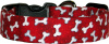 Red & White Bones Handmade Dog Collar