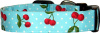 Aqua Mini Cherries & Dots Handmade Dog Collar