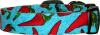 Aqua & Red Chili Peppers Handmade Dog Collar