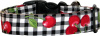 Black Gingham Cherries Handmade Dog Collar