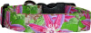 Lime & Pink Flowers Handmade Dog Collar