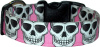 Pink Line of Skulls Handmade Dog Collar