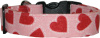 Big Red Hearts on Pink Handmade Dog Collar