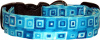 Vibrant Aqua Squares Handmade Dog Collar