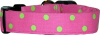 Pink & Lime Dumb Dots Handmade Dog Collar