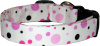White with Pink Black Dots Handmade Dog Collar