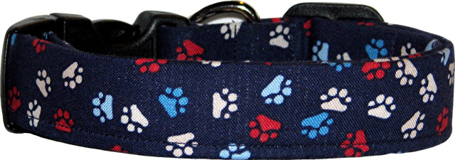 Americana Paw Prints Handmade Dog Collar