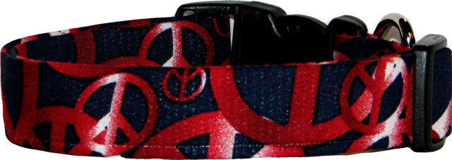 Patriotic Peace Signs Handmade Dog Collar