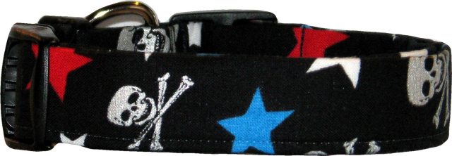 Patriotic Skulls & Stars Handmade Dog Collar