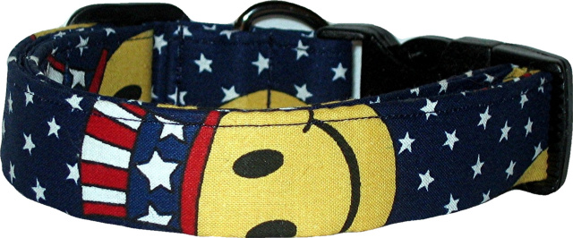 Smiley Face Americana Handmade Dog Collar