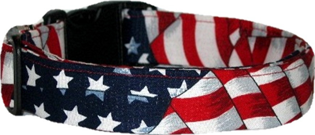Waving American Flag Handmade Dog Collar