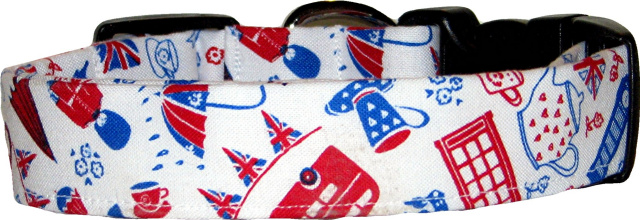 British Stuff on White Handmade Dog Collar