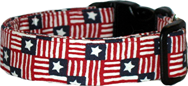 American Flag Blocks Custom Dog Collar