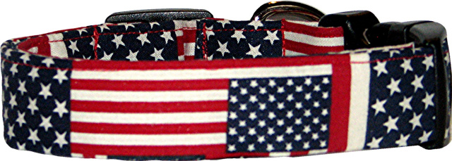 American Flag Blocks #2 Dog Collar