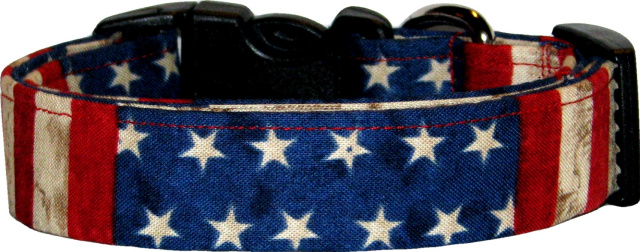 Large American Flag Blocks Dog Collar
