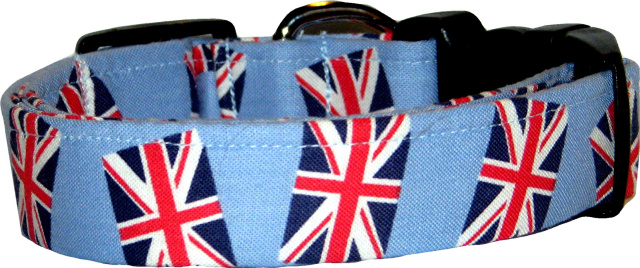 Blue Union Jack British Flag Handmade Dog Collar