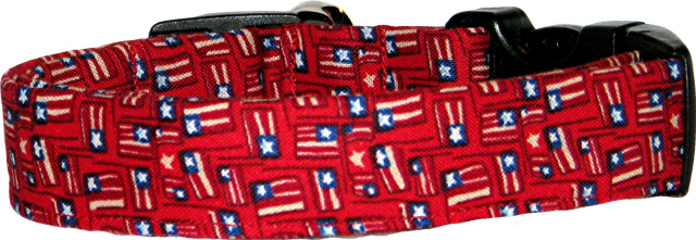 Mini American Flags Red Dog Collar