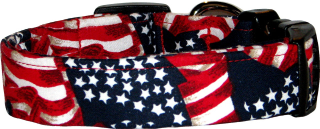 Painted American Flags Dog Collar