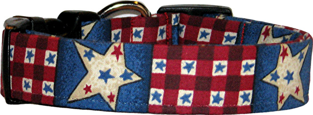 Stars & Checks Handmade Dog Collar