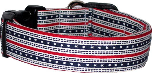 Dotted Stars & Stripes Handmade Dog Collar
