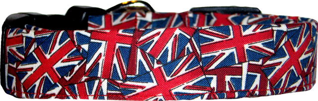 Union Jack British Flag Collage Dog Collar