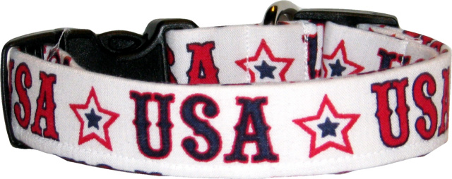 White USA Patriotic Dog Collar