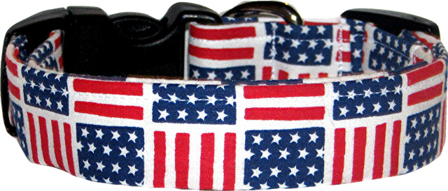 White American Flag Blocks Dog Collar