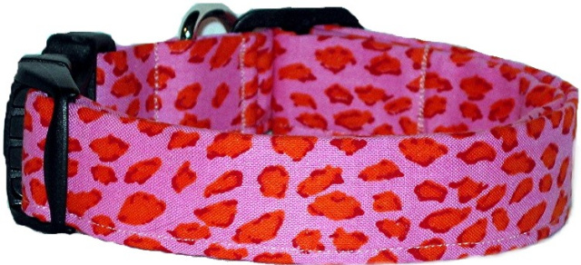 Pink & Orange Leopard Handmade Dog Collar