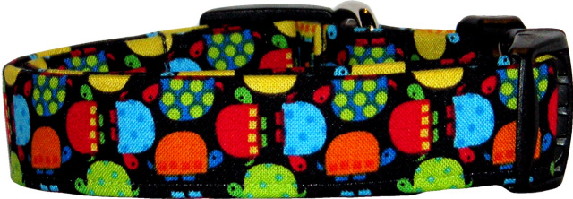 Little Turtles on Black Dog Collar