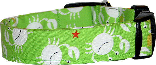 Little Crabs on Lime Dog Collar