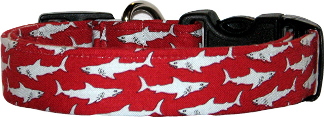 Mini Red Sharks Handmade Dog Collar