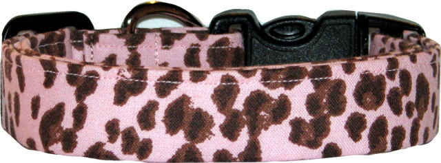 Pink & Brown Leopard Handmade Dog Collar