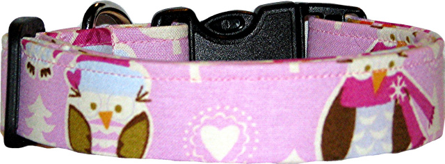 Pink Chilly Owls Handmade Dog Collar