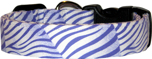 Purple & White Zebra Handmade Dog Collar
